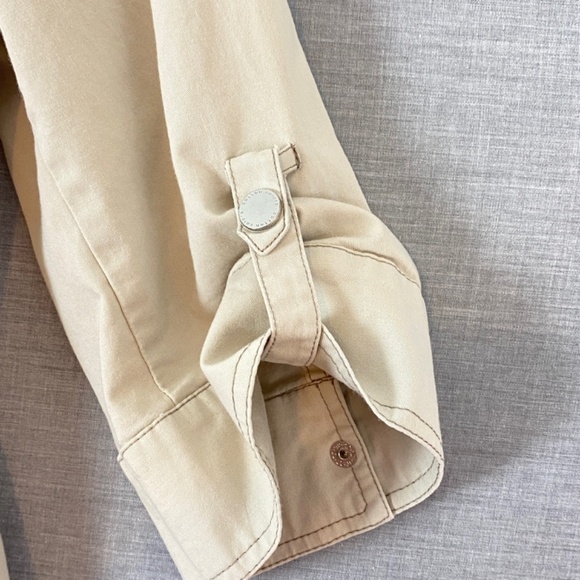 Spring Jacket Womens XL 3/4 Tabbed Sleeves Snap Front Pockets Cotton & Colors - Picture 5 of 13